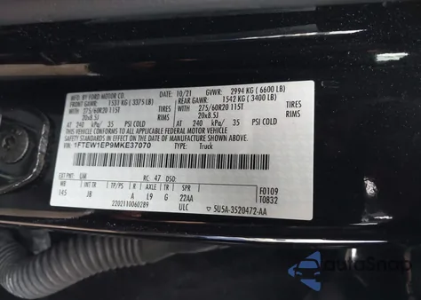 2021 Ford F-150 Xl from USA, damaged, VIN 1FTEW1EP9MKE37070